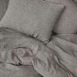 Brooklinen Washed Linen Set - Fitted Sheet, Flat Sheet & Sham Charcoal Queen